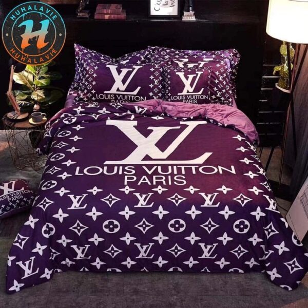 Louis Vuitton Paris Purple Background Full Bedding Set