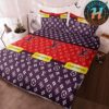 Louis Vuitton Red Background And White Pattern Bedding Set Queen