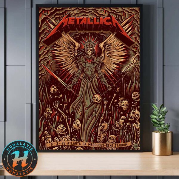 Metallica Atlanta Georgia Tonight Show Poster By Dave Quiggle M72 ATL At Mercedes-Benz Stadium On June 3 2025 Home Decor Poster Canvas