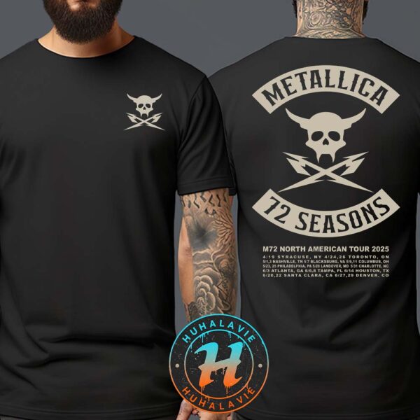 Metallica Crossed M Tee M72 Seasons North American Tour 2025 Dates List Two Sided Print Vintage T-Shirt