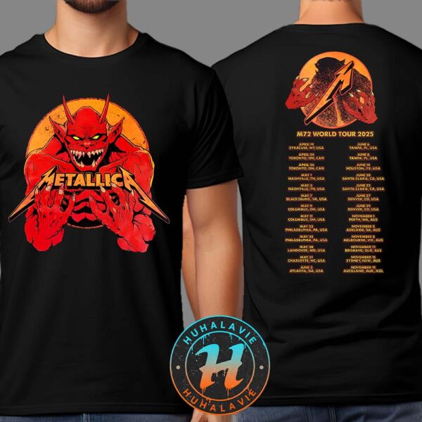 Metallica Fire Demon Tee M72 World Tour 2025 Dates List Two Sided Classic T-Shirt
