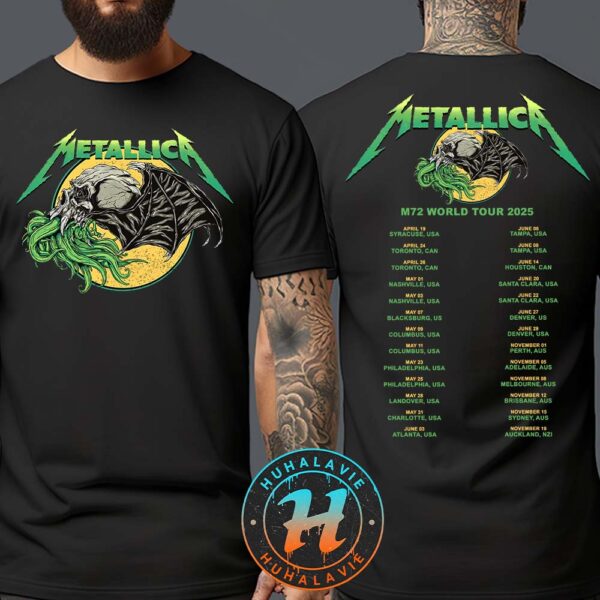 Metallica Ktulu Tee Exclusive M72 World Tour 2025 Dates List Two Sided Print Unisex T-Shirt