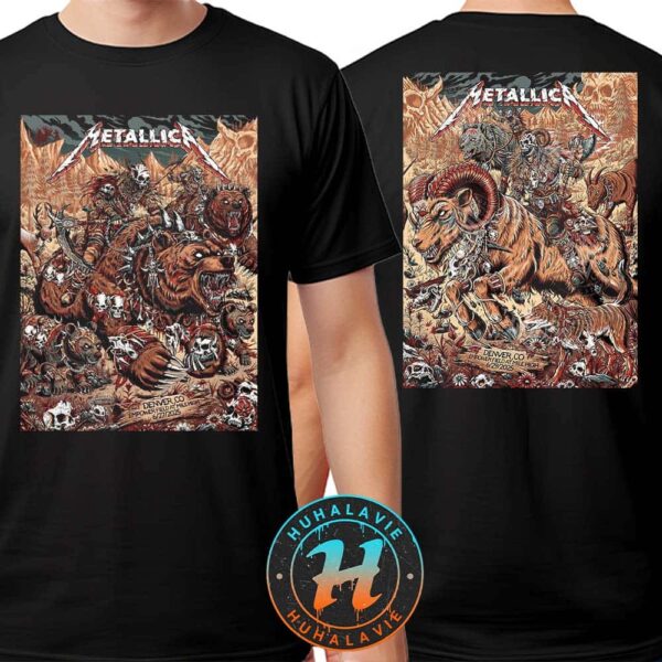 Metallica M72 Denver Full Show Poster On June 27 And 29 For Empower Field at Mile High In Denver Colorado By Juan Ma Orozco Two Sided Print Unisex T-Shirt