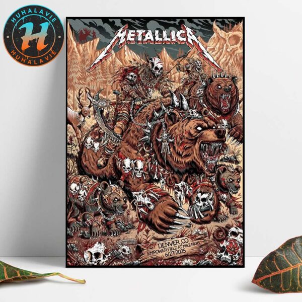 Metallica M72 Denver Night 1 Poster By Juan Ma Orozco For Denver Colorado In Empower Field at Mile High On June 27th World Tour 2025 Home Decor Poster Canvas