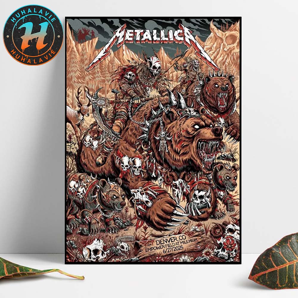 Metallica M72 Denver Night 1 Poster By Juan Ma Orozco For Denver Colorado In Empower Field at Mile High On June 27th World Tour 2025 Home Decor Poster Canvas