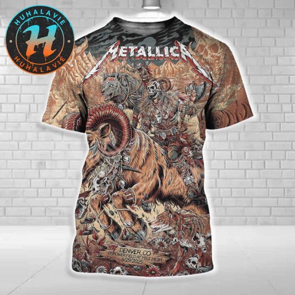 Metallica M72 Denver Night 2 Music Poster For Empower Field at Mile High Denver Colorado On June 29th 2025 Art By Juan Ma Orozco All Over Print Shirt