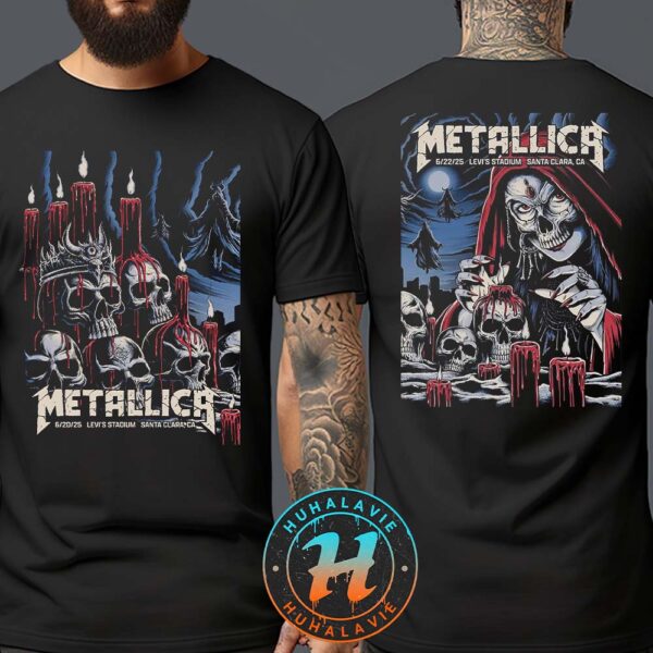 Metallica M72 Santa Clara 2025 Both Dates Poster Art By Brandon Heart Show In Santa Clara At Levi’s Stadium On June 20th And 22nd Two Sided Print T-Shirt