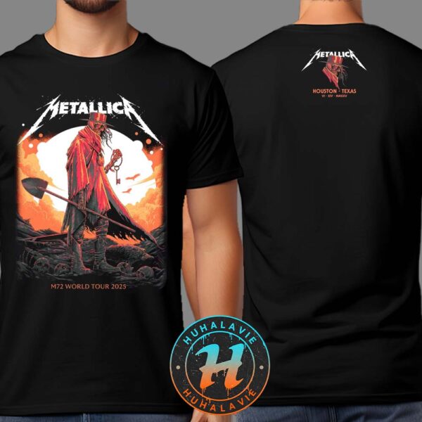 Metallica Pop-Up Shop Merch Tee M72 Houston Texas Luke Preece Exclusive At NRG Stadium On June 14 Tour 2025 Two Sided Print T-Shirt