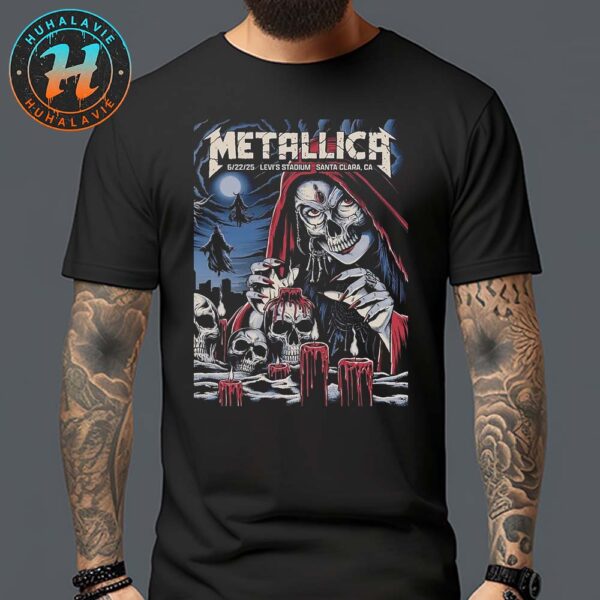 Metallica Poster Night 2 Art By Brandon Heart M72 Santa Clara 2025 Show In Santa Clara At Levi’s Stadium On June 22nd Unisex T-Shirt