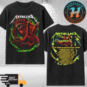 Metallica Red Demon Tee Collections M72 North American Tour 2025 Dates List Washed T-Shirt