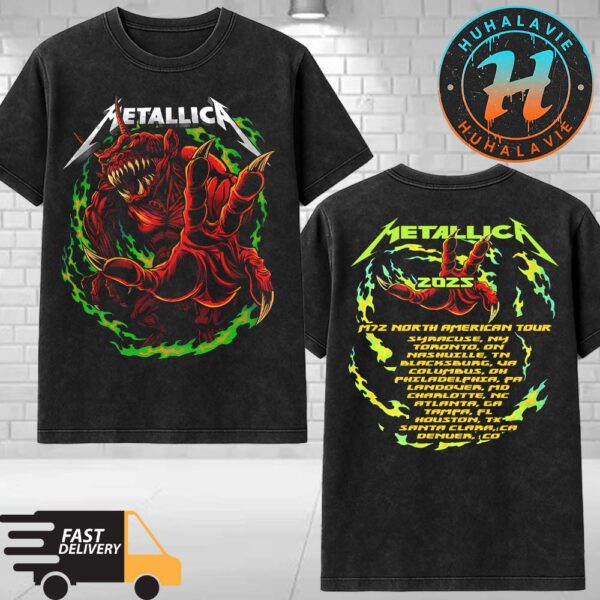 Metallica Red Demon Tee Collections M72 North American Tour 2025 Dates List Washed T-Shirt