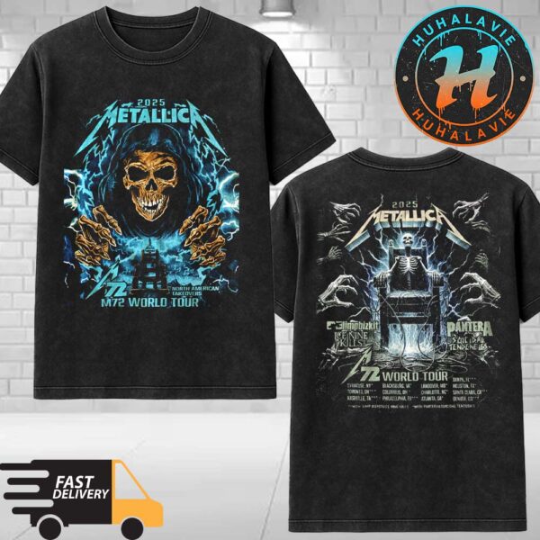 Metallica Rock Band Graphic Exclusive Tee M72 World Tour 2025 Washed T-Shirt