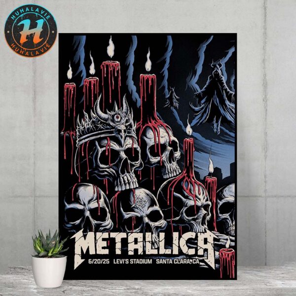 Metallica Show In Santa Clara Poster Night 1 Art By Brandon Heart M72 Santa Clara 2025 At Levi’s Stadium On June 20th Home Decor Poster Canvas