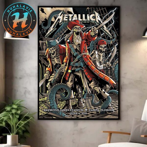 Metallica Tonight In Tampa Florida Night 1 Poster By Andrew Cremeans Show M72 Tampa At Raymond James Stadium On June 6 2025 Home Decor Poster Canvas
