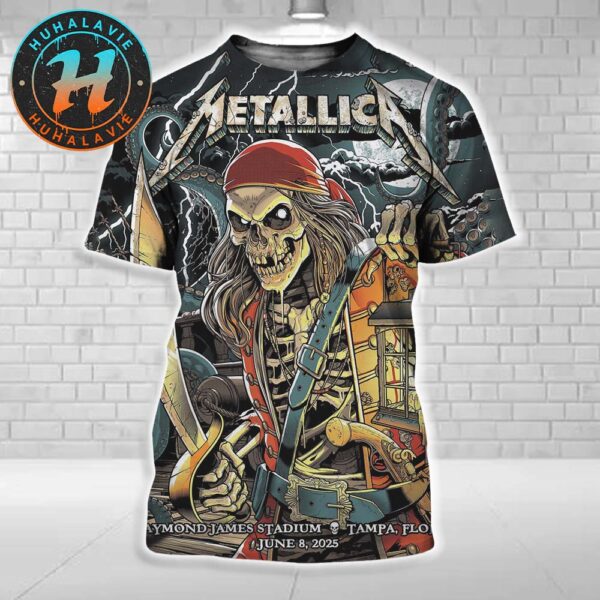 Metallica Tonight In Tampa Florida Night 2 Poster At Raymond James Stadium On June 8 M72 Tampa 2025 Art By Andrew Cremeans All Over Print Shirt