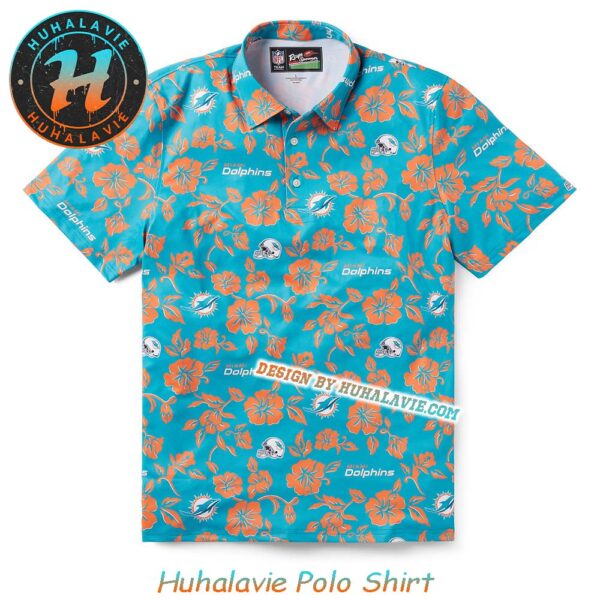 Miami Dolphins NFL Floral Pattern With Leaf Motif Pua Gift For Fan Sport Polo Shirt