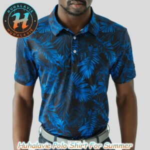 Midnight Blue Floral Pattern Collection YATTA Golf Polo Shirt