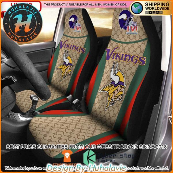 Minnesota Vikings NFL Gucci Luxury Car Seat Covers