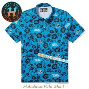 NFL Carolina Panthers Floral Pattern With Leaf Motif Throwback Collection 2025 Polo Shirt