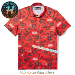 NFL Cleveland Browns Branded Helmet With Pattern Overlay Throwback Gift For Fan Sport Polo Shirt