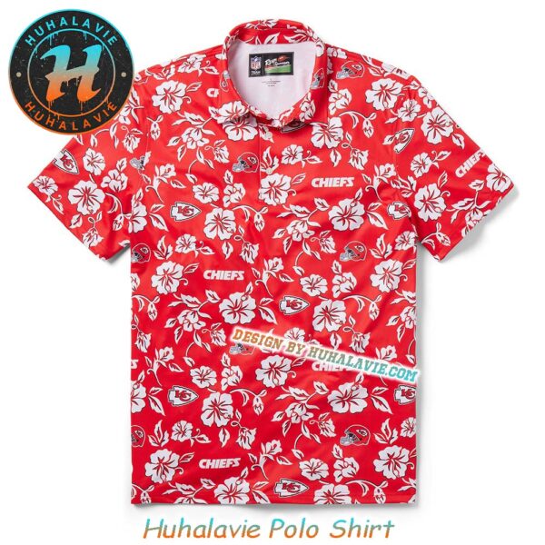 NFL Kansas City Chiefs Branded Helmet With Pattern Overlay Pua Vacation Collection Polo Shirt