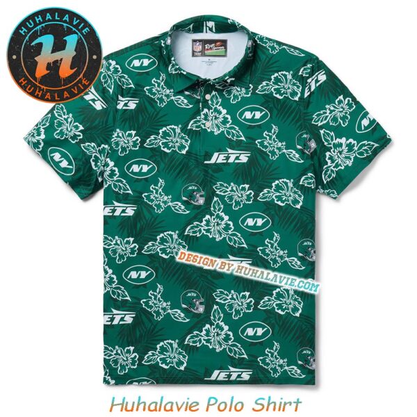 NFL New York Jets Floral Pattern With Leaf Motif Pua Gift For Fan Sport Polo Shirt