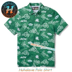 NFL New York Jets Floral Pattern With Leaf Motif Throwback Collection 2025 Polo Shirt