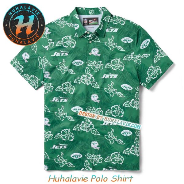 NFL New York Jets Floral Pattern With Leaf Motif Throwback Collection 2025 Polo Shirt