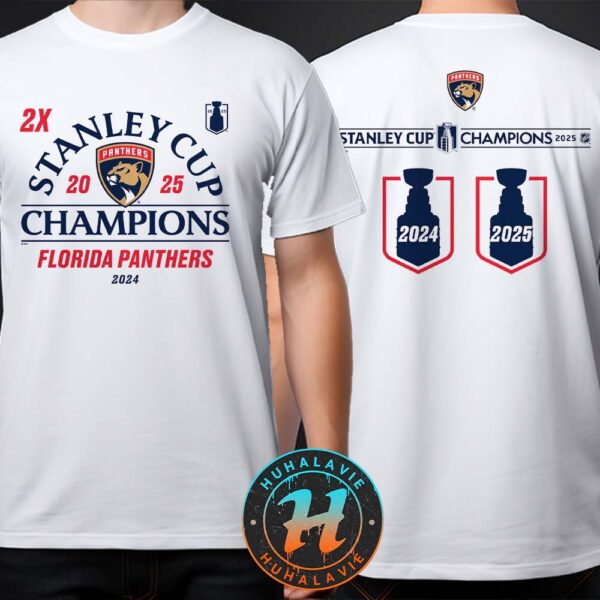NHL Florida Panthers 2X Two-Time Stanley Cup Champions Top Line White Long Sleeve T-Shirt