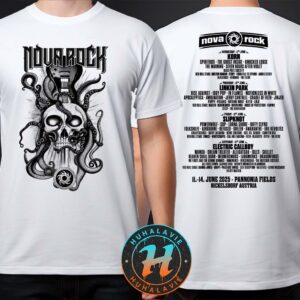 Nova Rock Festival Sword Skull Tee Full Line-Up In Nickelsdorf Austria At Pannonia Fields II On June 11-14 2025 White T-Shirt