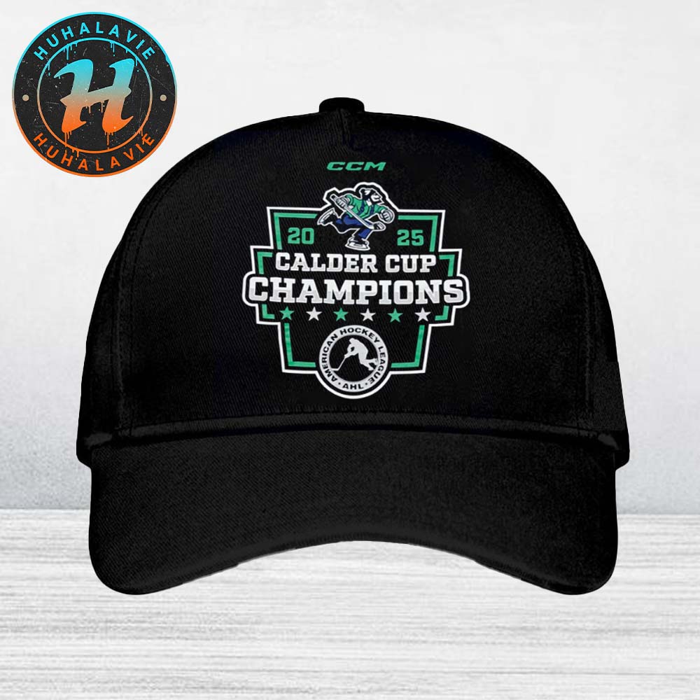 Official Abbotsford Canucks CCM 2025 Calder Cup Champions Locker Room Black Classic Cap Snapback Hat Official Abbotsford Canucks CCM 2025 Calder Cup Champions Locker Room Black Classic Cap Snapback Hat