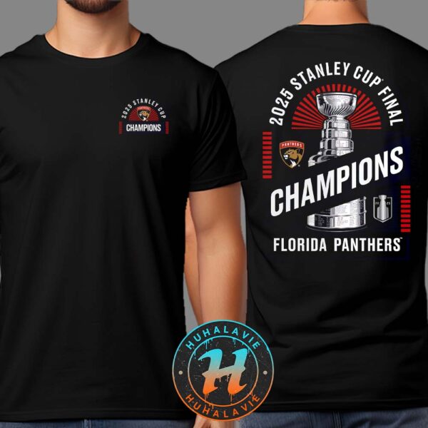 Official Florida Panthers 2025 Stanley Cup Champions Shine Two Sided Print Unisex T-Shirt