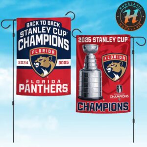 Official Florida Panthers Back-To-Back Stanley Cup Champions 2025 NHL Double-Sided Garden Flag