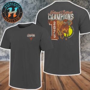 Official Texas Longhorns 2025 NCAA Softball Womens College World Series Champions Number One Two Sided Print T-Shirt