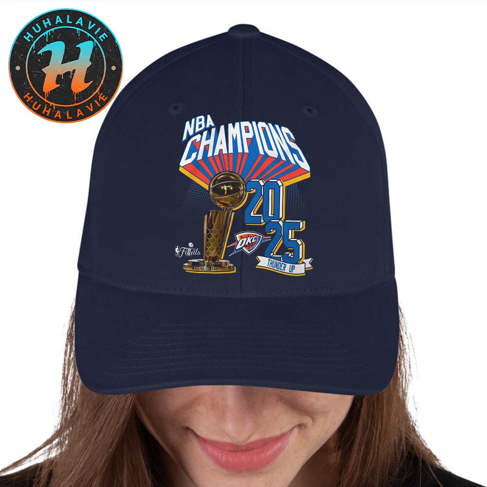 Oklahoma City Thunder Battle Tested Stadium Essentials 2025 NBA Finals Champions Navy Cap Hat Oklahoma City Thunder Battle Tested Stadium Essentials 2025 NBA Finals Champions Navy Cap Hat