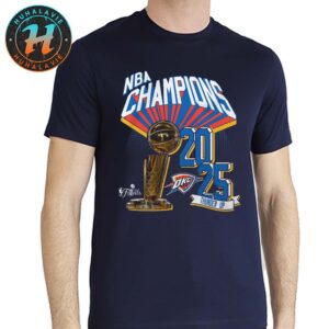 Oklahoma City Thunder Battle Tested Stadium Essentials 2025 NBA Finals Champions Navy Unisex T-Shirt