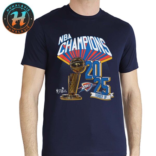 Oklahoma City Thunder Battle Tested Stadium Essentials 2025 NBA Finals Champions Navy Unisex T-Shirt