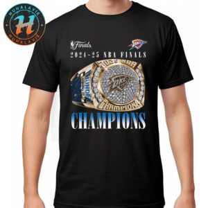 Oklahoma City Thunder  Inbound Pass Ring  2025 NBA Finals Champions Black Vintage T-Shirt