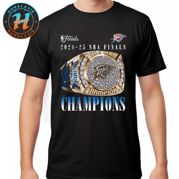 Oklahoma City Thunder  Inbound Pass Ring  2025 NBA Finals Champions Black Vintage T-Shirt