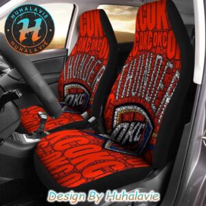 Oklahoma City Thunder NBA Pattern Logo Red Background Car Seat Covers