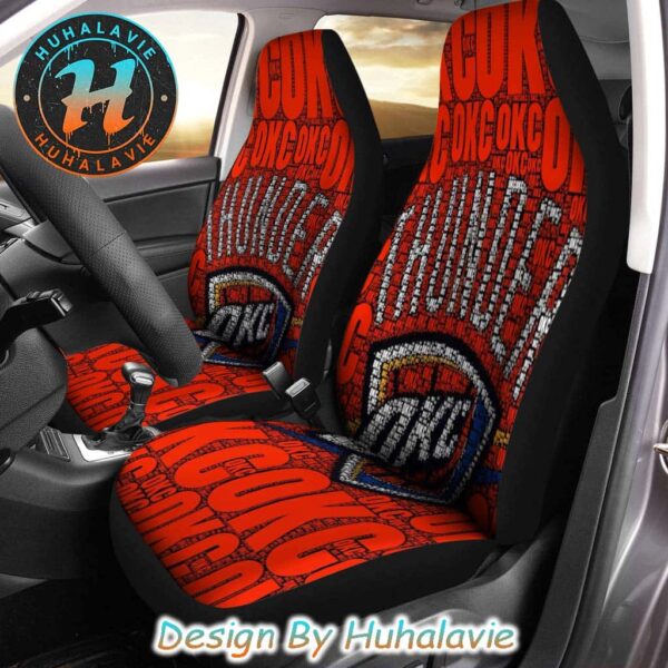 Oklahoma City Thunder NBA Pattern Logo Red Background Car Seat Covers
