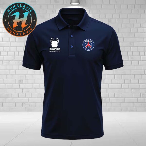 PSG UCL Champions 2025 Munich 25 Final Navy Polo Shirt