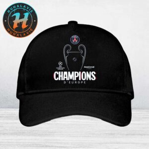 PSG UCL Champions 2025 Trophy Outline Graphic UEFA Champions League Final Cap Hat