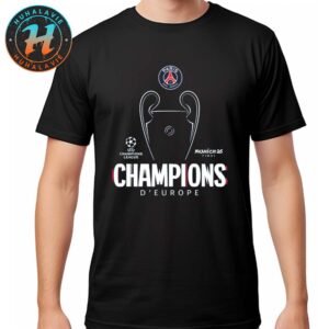 PSG UCL Champions 2025 Trophy Outline Graphic UEFA Champions League Final Unisex T-Shirt