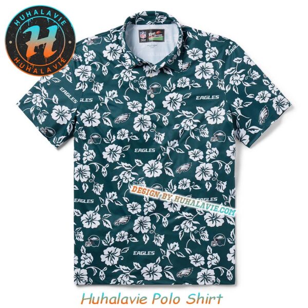 Philadelphia Eagles NFL Flower Pattern Pua Vacation Collection Polo Shirt