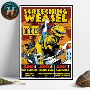 Screeching Weasel Concert Poster For June 5th In Los Angeles CA And June 6 In Santa Ana California June 7th In San Diego California 2025 Poster Canvas