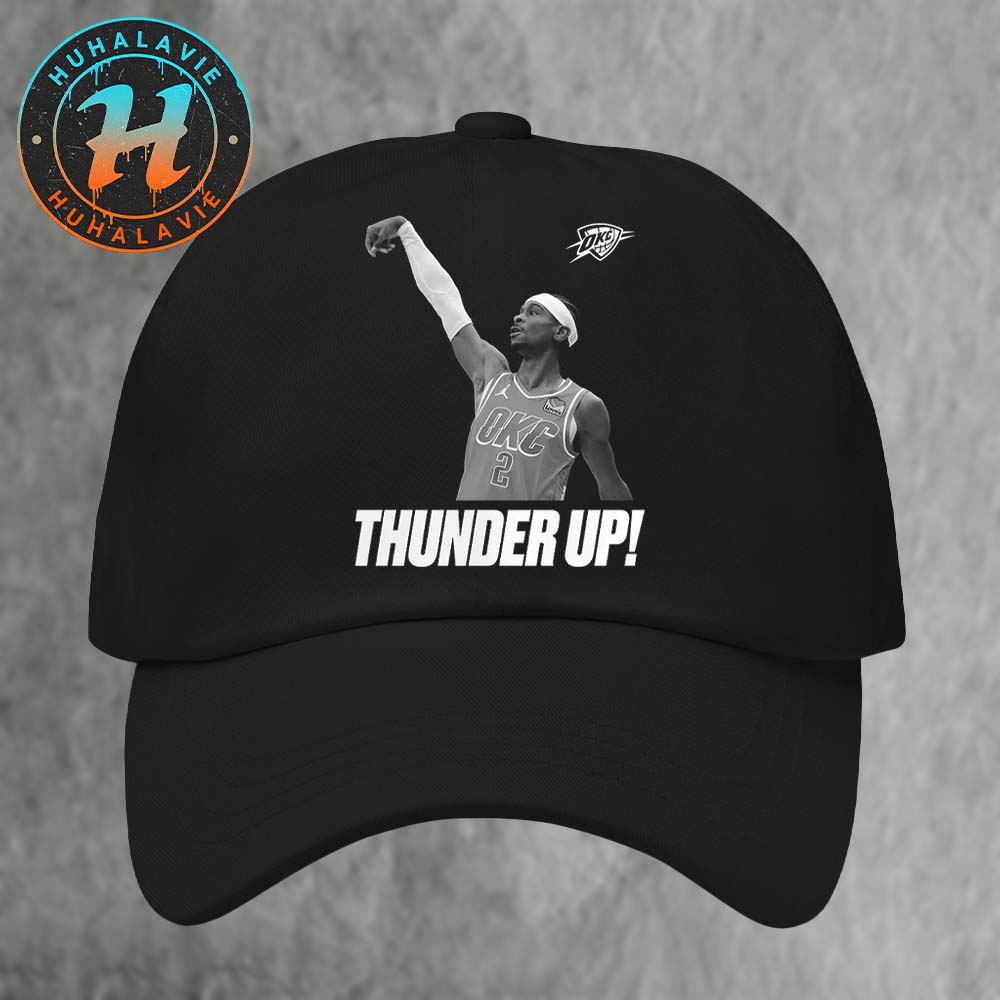 Shai Gilgeous-Alexander Thunder Up Oklahoma City Thunder Celebration 2025 NBA Finals Champions Classic Cap Snapback Hat Shai Gilgeous-Alexander Thunder Up Oklahoma City Thunder Celebration 2025 NBA Finals Champions Classic Cap Snapback Hat