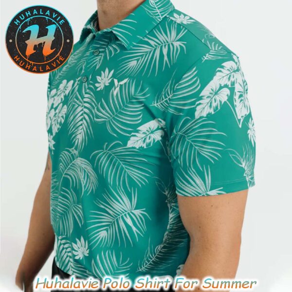 Teal Paradise Floral Green Background Summer Collection YATTA Golf Polo Shirt