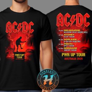 AC DC PWR UP Australia Tour 2025 Merchandise Tee With Dates List For November And December Two Sided Print Unisex T-Shirt