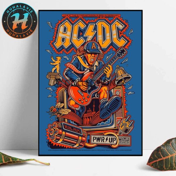 ACDC Berlin Germany PWR Tour 2025 Poster Show At Olympiastadion On June 30 2025 Home Decor Poster Canvas